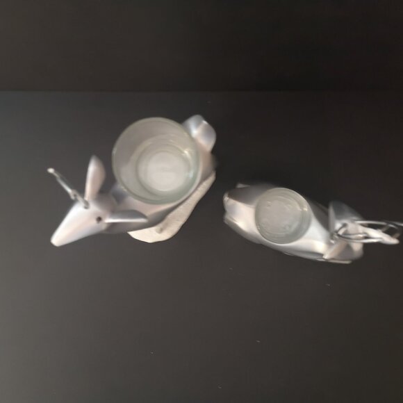 Yankee Candle Shimmering Forest Set of 2 Silver Reindeer Votive Candle Holders - Picture 3 of 3